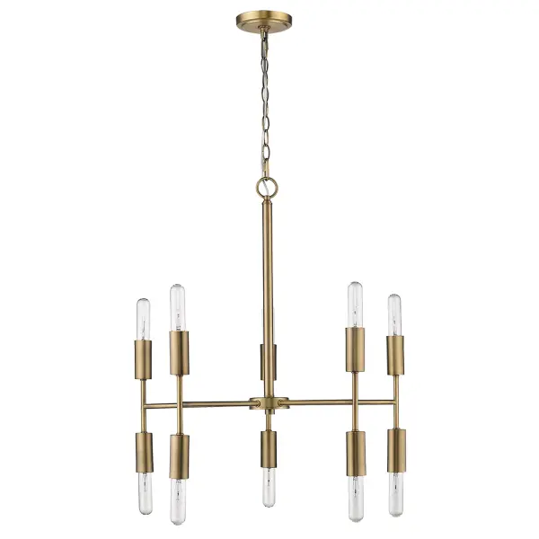 Perret 10-Light Chandelier in Aged Brass - Image 1