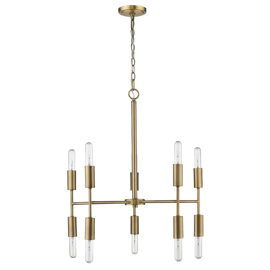 Perret 10-Light Chandelier in Aged Brass - Image 1
