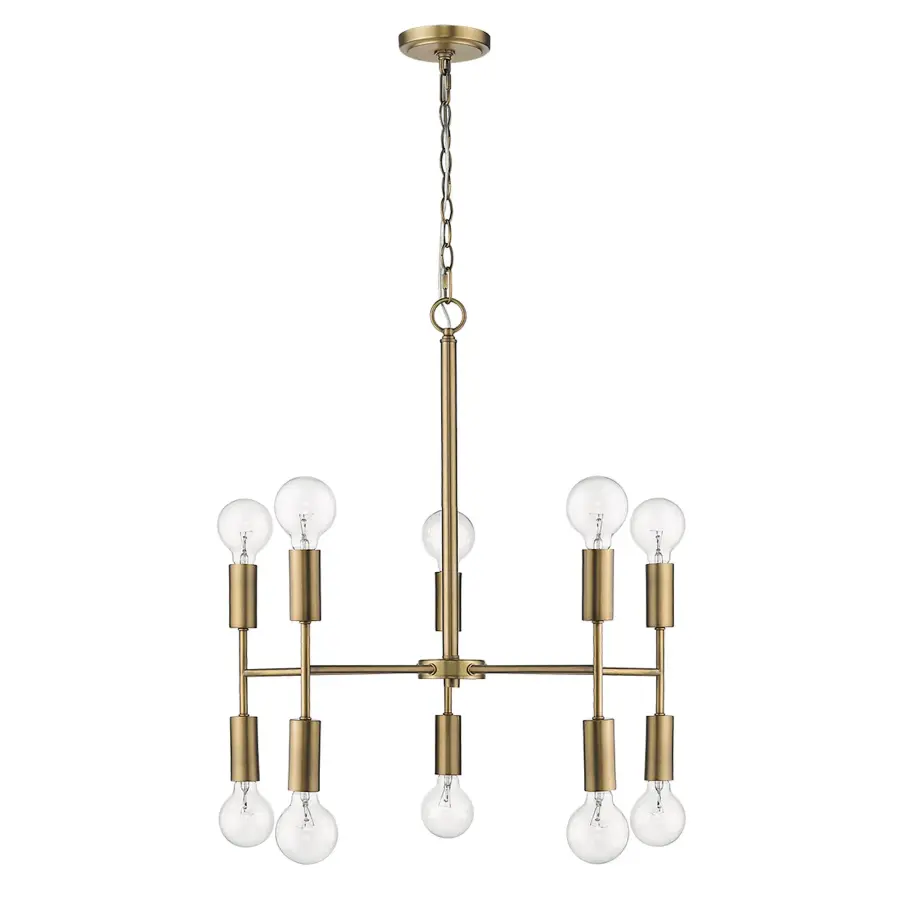 Perret 10-Light Chandelier in Aged Brass - Image 8