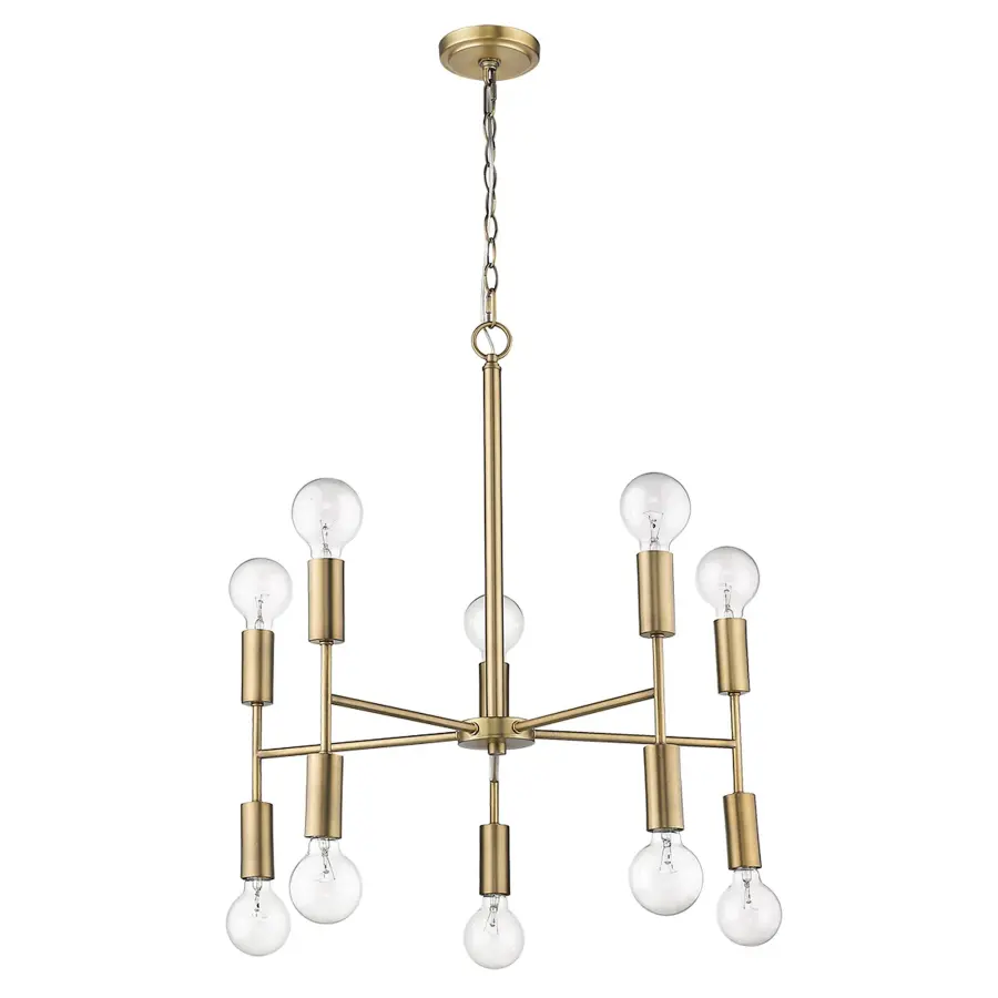 Perret 10-Light Chandelier in Aged Brass - Image 9