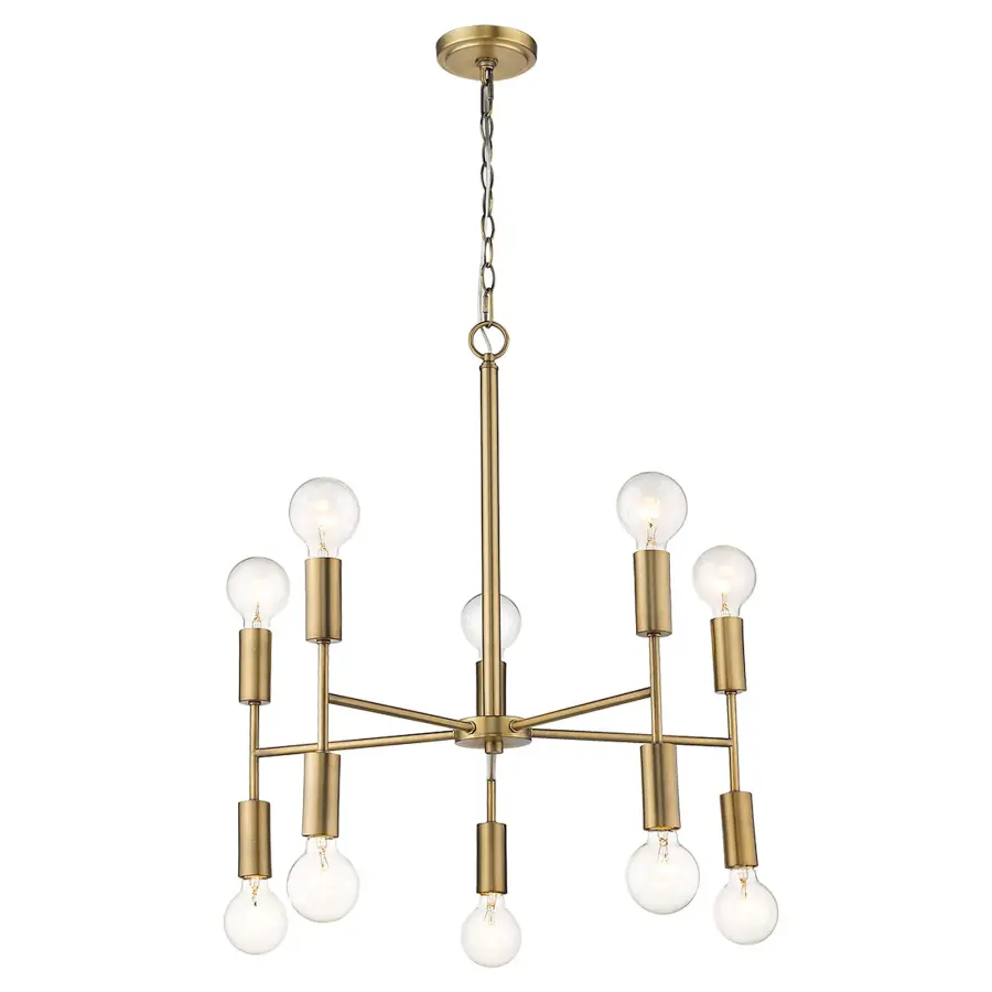 Perret 10-Light Chandelier in Aged Brass - Image 10