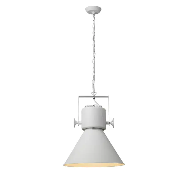 The Crew pendant delivers modern simplicity with its white iron construction and medium scale. At 17.75" wide, it's perfectly sized for kitchen islands, dining areas, or entryways, offering clean lines and adjustable hanging height. - alternate view