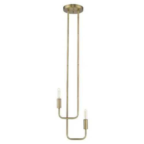 Perret 2-Light Pendant in Aged Brass
