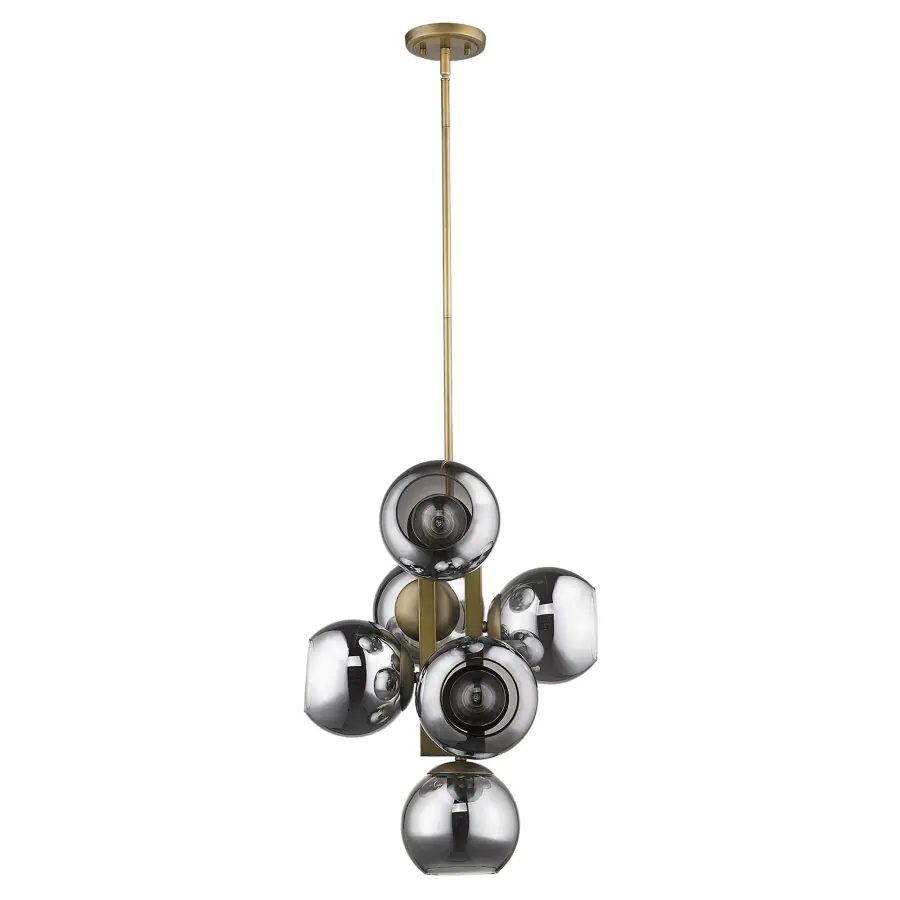 Lunette 6-Light Pendant in Aged Brass - Image 1