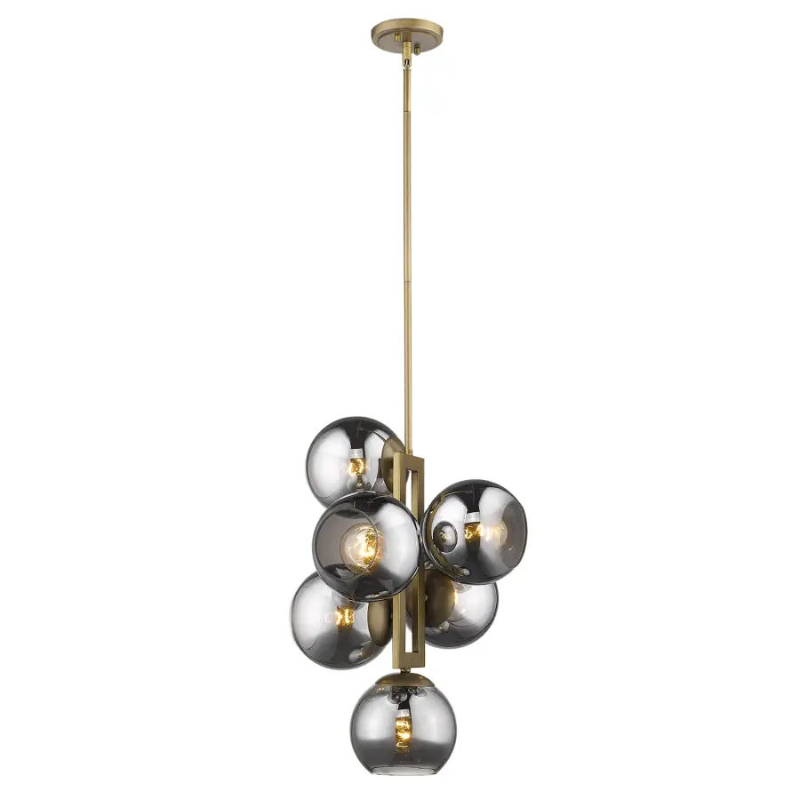 Lunette 6-Light Pendant in Aged Brass - Image 3