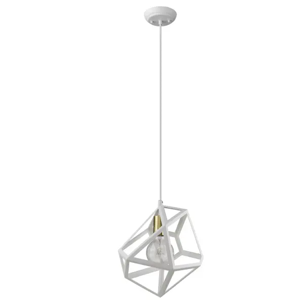 Hedron 1-Light Pendant in White Iron - Image 1