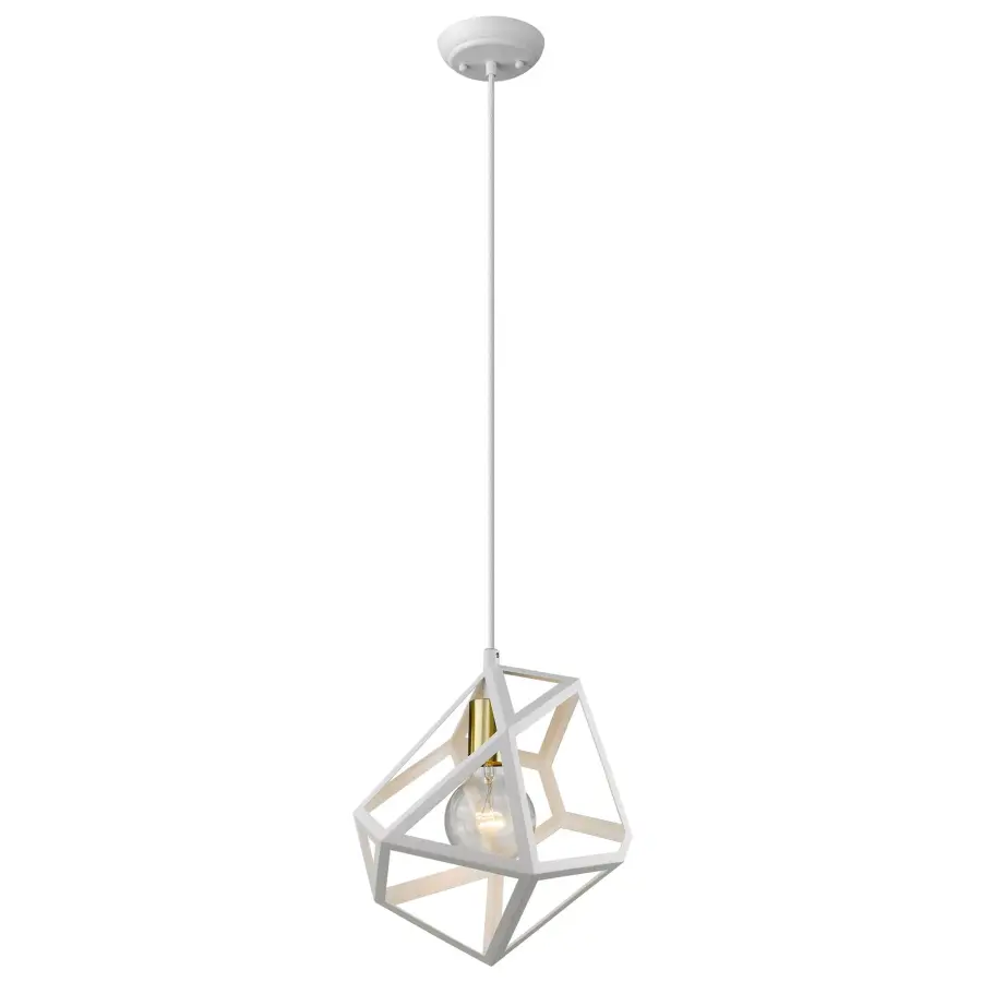 Hedron 1-Light Pendant in White Iron - Image 2