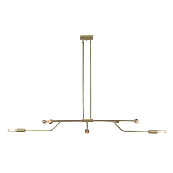 The Perret 8-Light Convertible Pendant combines aged brass warmth with clean geometric lines. Its 28-inch linear design and adjustable height make it versatile for dining rooms and kitchen islands. - alternate view