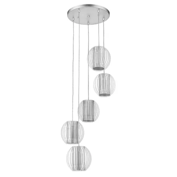 The Phoenix 5-Light Pendant combines contemporary design with versatile functionality. Its metallic silver finish and acrylic accents create a clean, modern aesthetic perfect for dining spaces and kitchen islands.