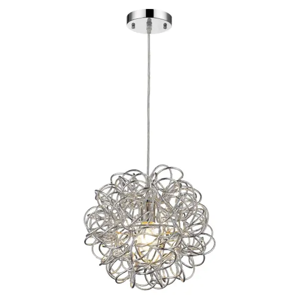 The Mingle pendant combines polished chrome with aluminum construction for a clean, contemporary look. At 12 inches wide, it's ideal for smaller areas needing focused task lighting or accent illumination. - alternate view