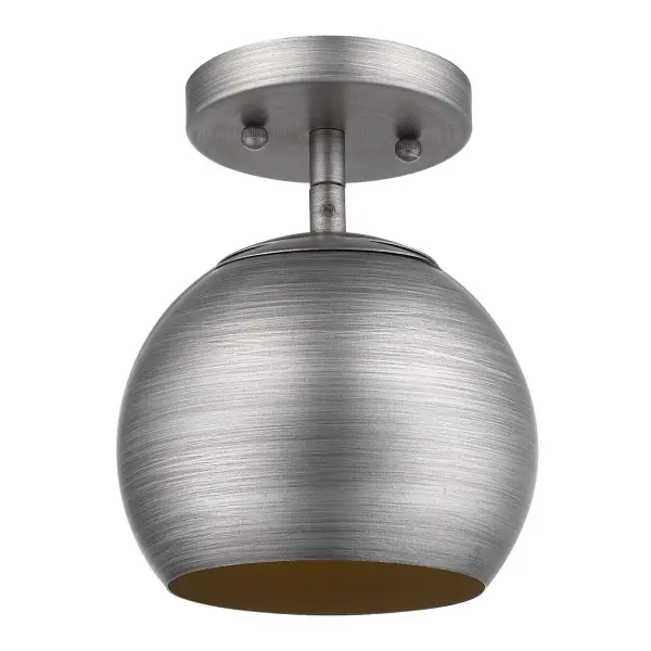 Latitude 1-Light Pendant in Weathered Pewter with Gold Interior - Image 1