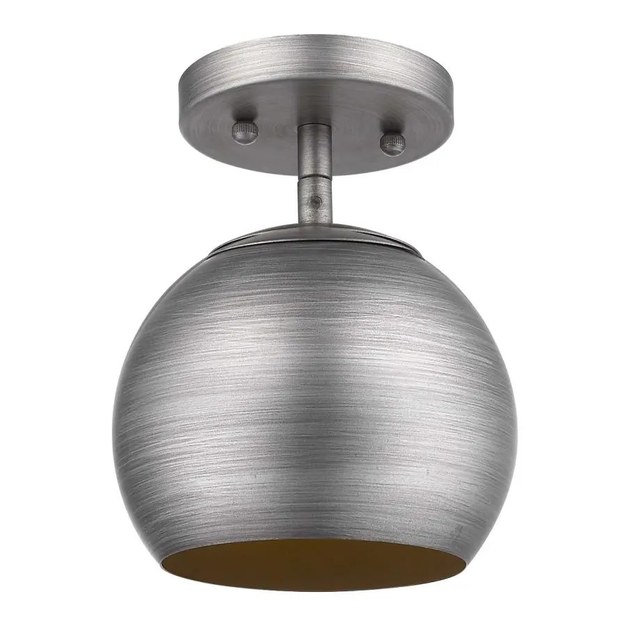 Latitude 1-Light Pendant in Weathered Pewter with Gold Interior - Image 1
