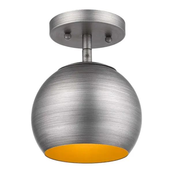 Latitude 1-Light Pendant in Weathered Pewter with Gold Interior - Image 2