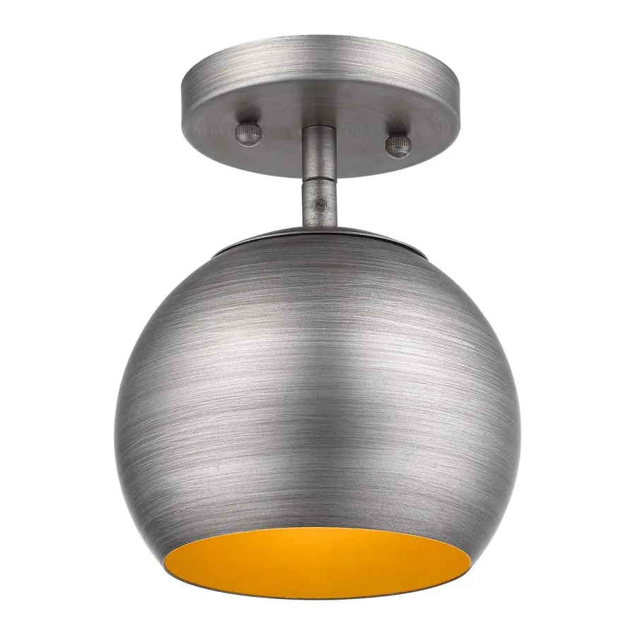 Latitude 1-Light Pendant in Weathered Pewter with Gold Interior - Image 2