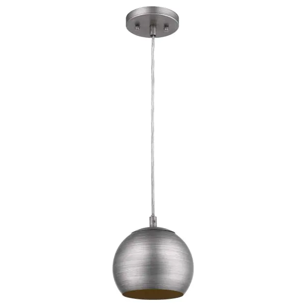 Latitude 1-Light Pendant in Weathered Pewter with Gold Interior - Image 3