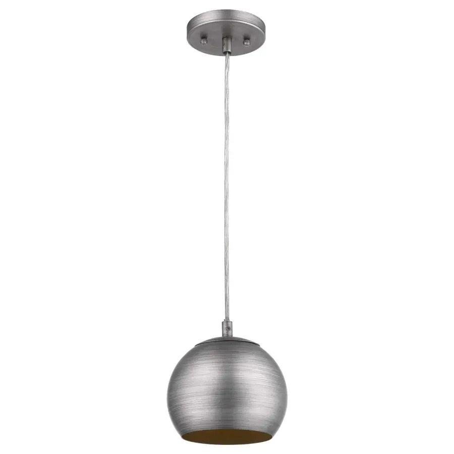 Latitude 1-Light Pendant in Weathered Pewter with Gold Interior - Image 3