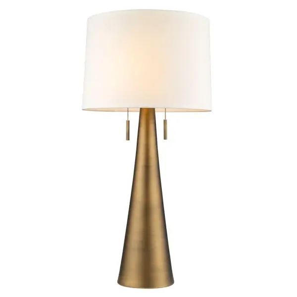 The Muse table lamp combines hand-painted weathered pewter metalwork with a classic off-white shantung shade, creating a sophisticated lighting solution that bridges traditional and contemporary design. - alternate view