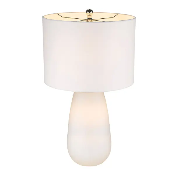 Trend Home White Glass Table Lamp with Seasalt Linen Shade - Image 3