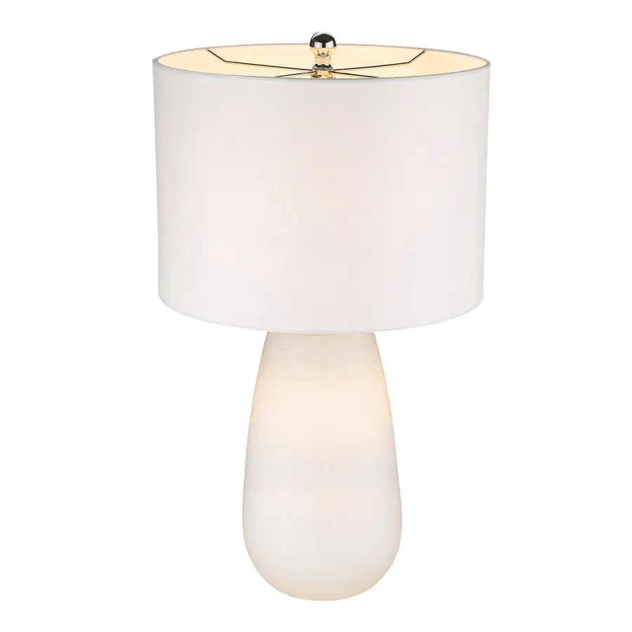Trend Home White Glass Table Lamp with Seasalt Linen Shade - Image 3