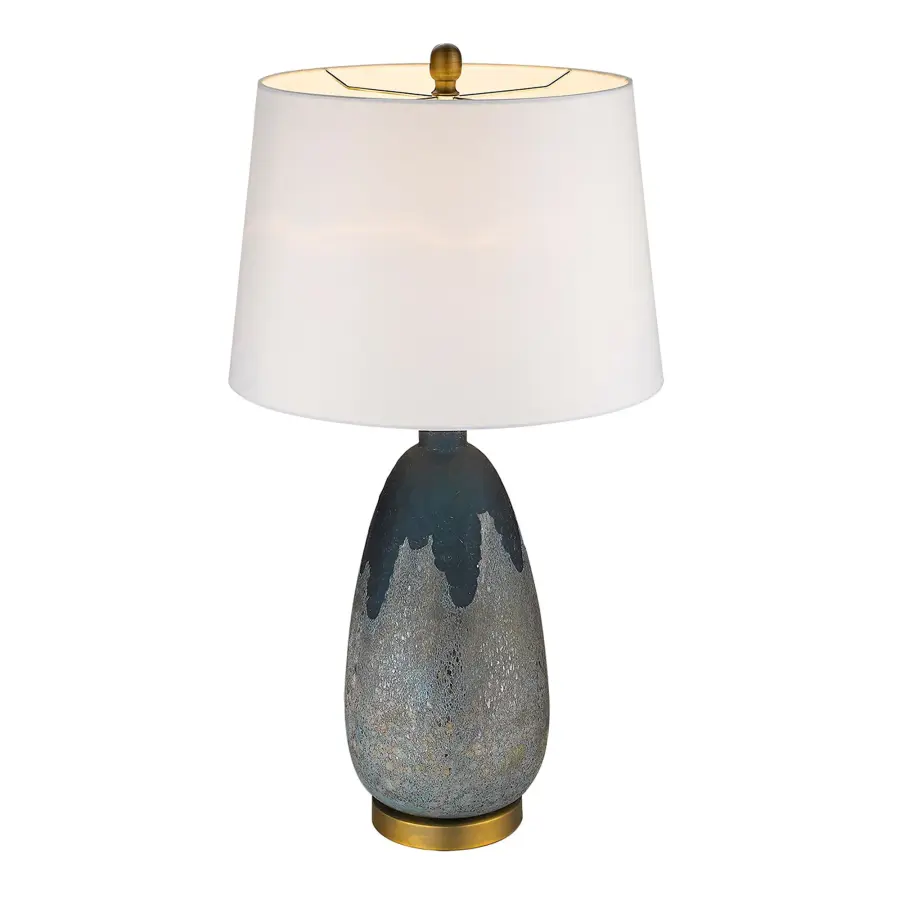 Trend Home 1-Light Brass Table Lamp with Cream Linen Shade - Image 3