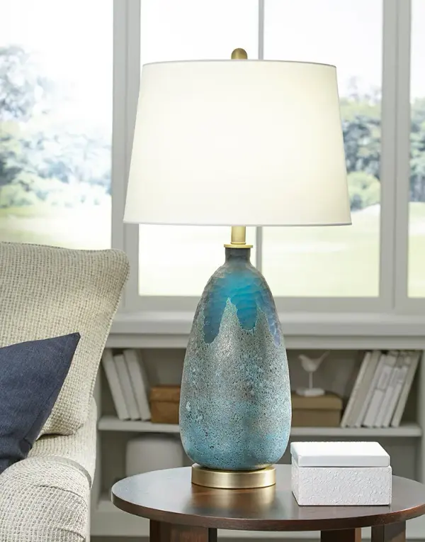 Trend Home 1-Light Brass Table Lamp with Cream Linen Shade - Image 7
