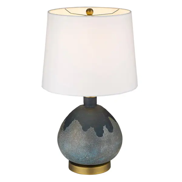 Trend Home 1-Light Brass Table Lamp with Cream Linen Shade - Image 3