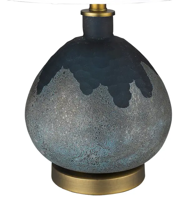 Trend Home 1-Light Brass Table Lamp with Cream Linen Shade - Image 4