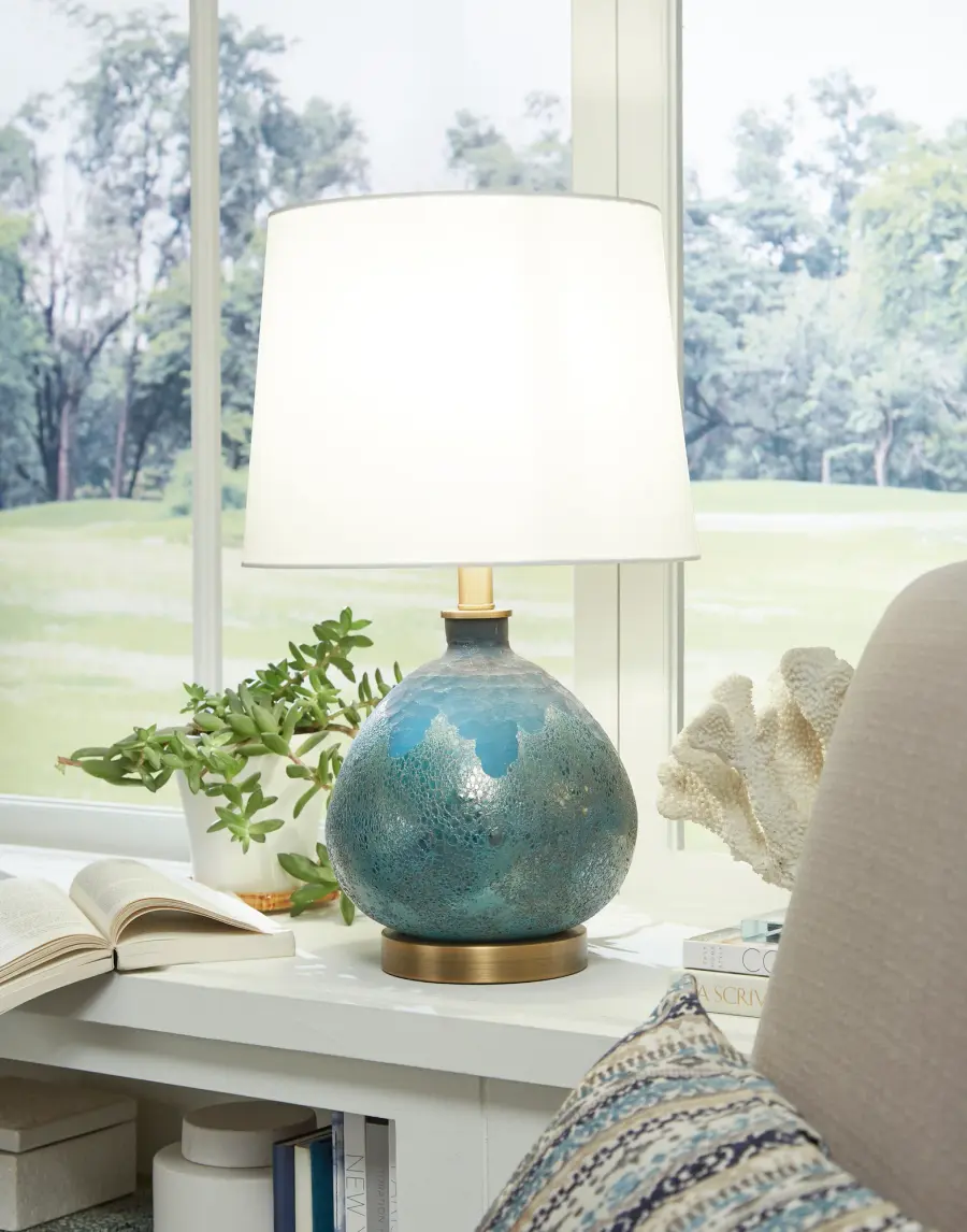 Trend Home 1-Light Brass Table Lamp with Cream Linen Shade - Image 6