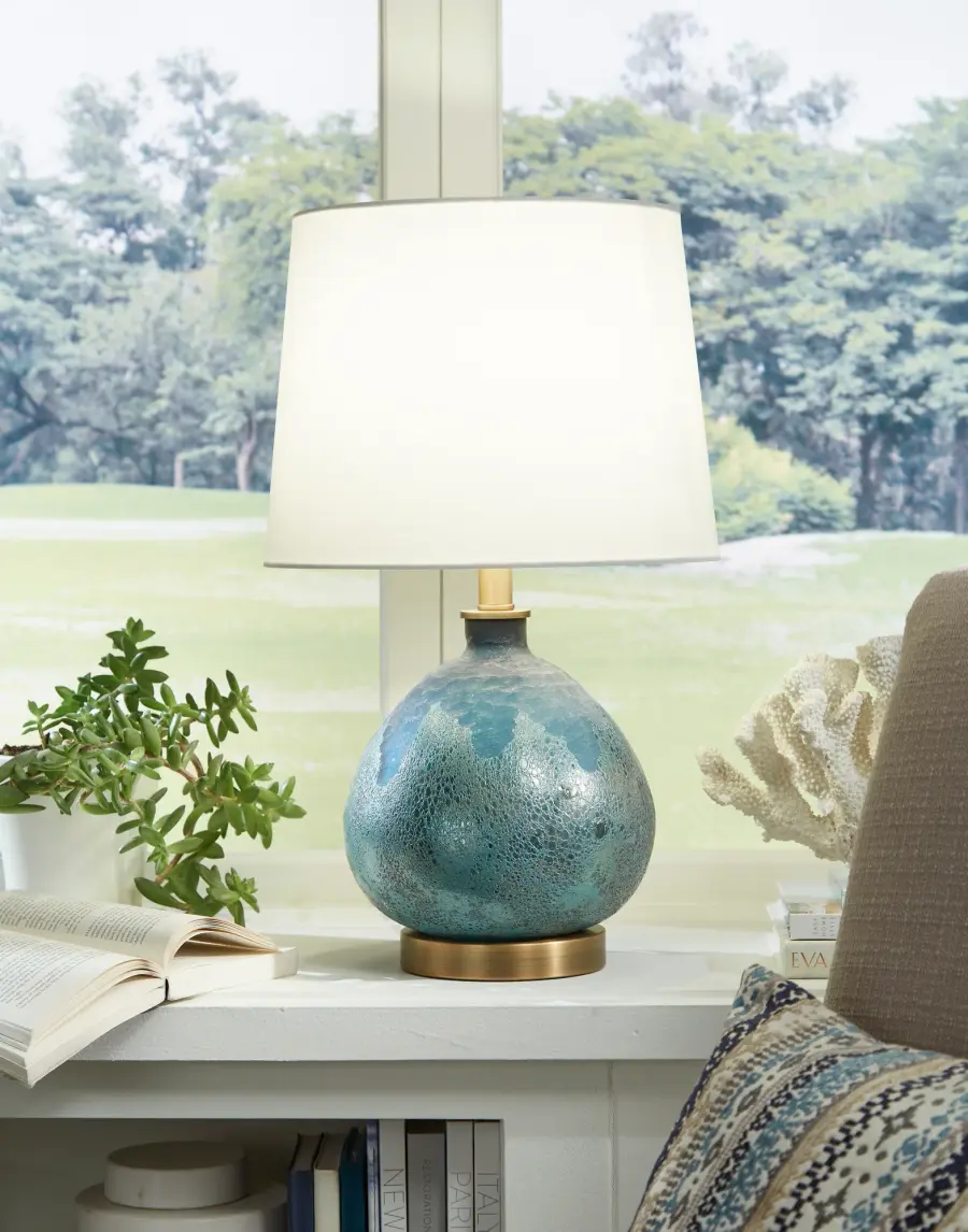 Trend Home 1-Light Brass Table Lamp with Cream Linen Shade - Image 8
