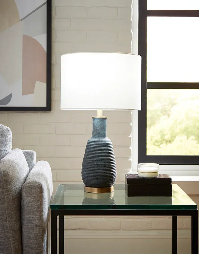 Trend Home Brass Ceramic Table Lamp with Linen Shade - Image 6