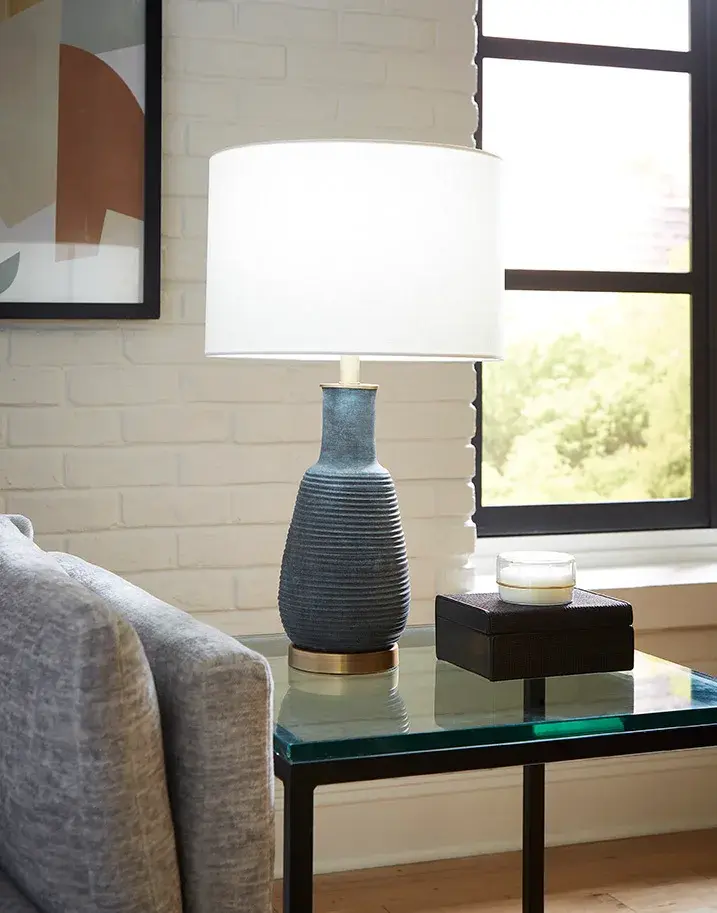 Trend Home Brass Ceramic Table Lamp with Linen Shade - Image 8