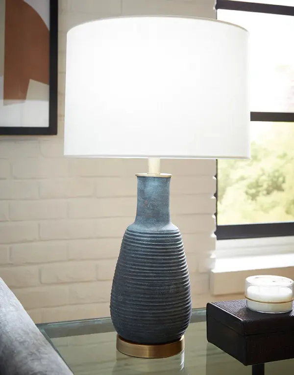 Trend Home Brass Ceramic Table Lamp with Linen Shade - Image 9