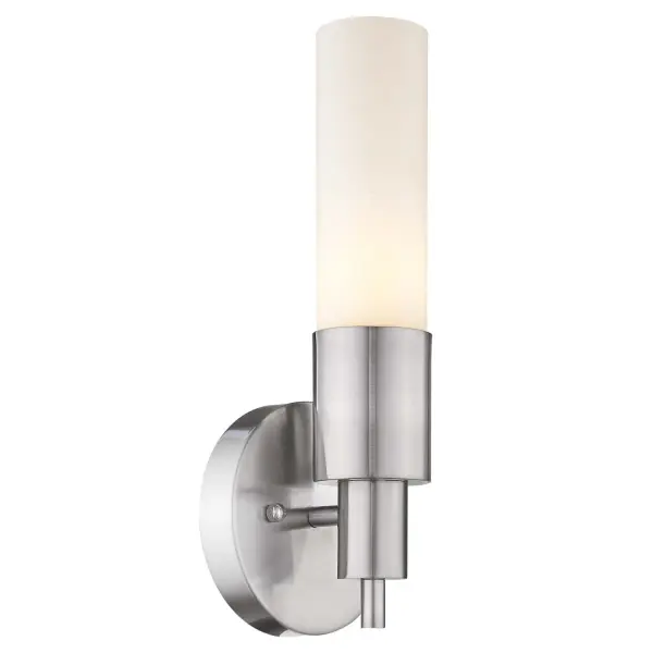 The Generations wall sconce combines ADA compliance with transitional styling, featuring brushed nickel finish and frosted glass. Its compact 13.5" height and 4" extension make it ideal for hallways and bathrooms where accessibility matters.