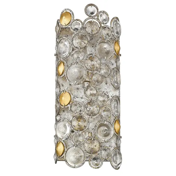 The Vitozzi 2-Light Sconce combines classic elegance with versatile styling. Its antique silver leaf finish and steel construction deliver durability and timeless appeal, perfect for bathrooms, hallways, and bedrooms.