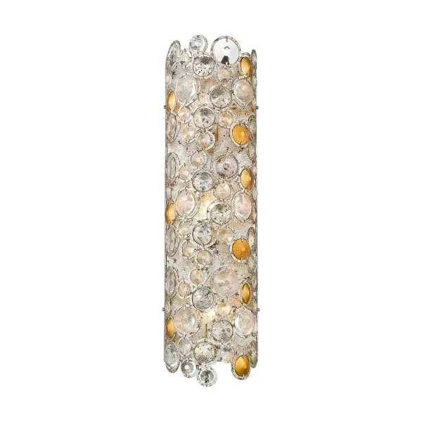 The Vitozzi 3-Light Sconce brings vertical elegance to any space with its 27-inch height and sophisticated antique silver leaf finish. Three candelabra bulbs provide ample illumination while the steel construction ensures durability. - alternate view