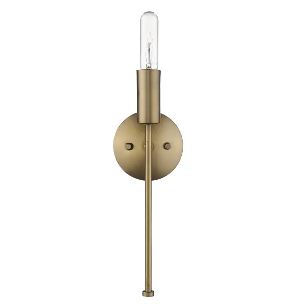 The Perret 1-Light Sconce combines warm aged brass with clean steel construction in a compact 15-inch profile. Its transitional design bridges traditional warmth and modern simplicity, making it versatile for bathrooms, hallways, and accent lighting.