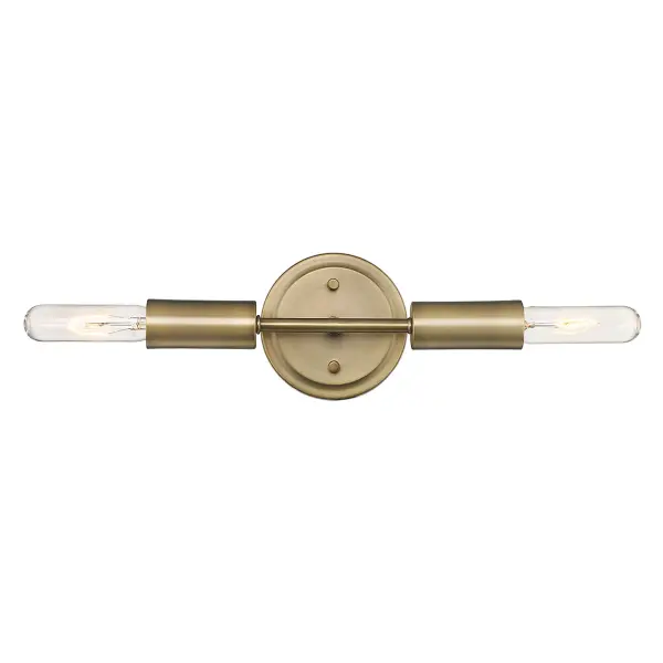 The Perret 2-Light Sconce combines transitional elegance with practical functionality. Its aged brass finish and compact 12-inch width make it ideal for bathroom vanities, hallways, and powder rooms where refined style meets everyday use. - alternate view