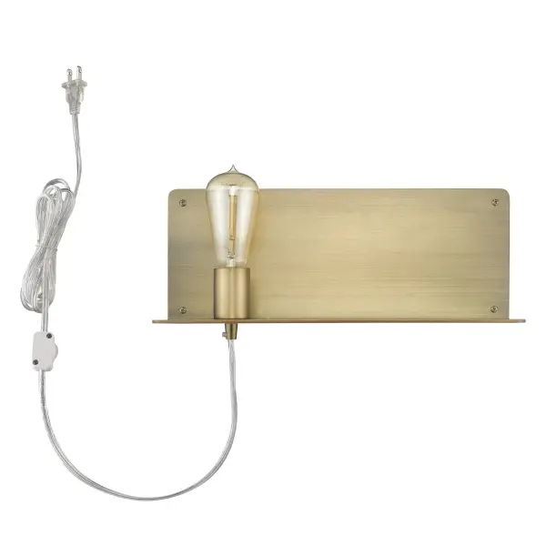 The Arris wall sconce brings contemporary elegance with its clean horizontal profile and warm aged brass finish. At 15 inches wide, it makes a bold statement while the plug-in design offers flexible placement without hardwiring. - alternate view