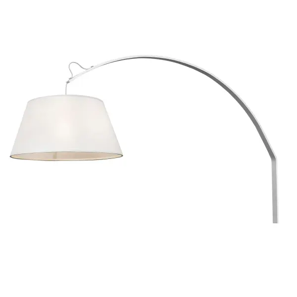 The Della sconce makes a bold statement with its dramatic 37.5-inch height and 40-inch extension. The white fabric tapered drum shade creates soft, ambient lighting while the aluminum construction ensures durability. - alternate view