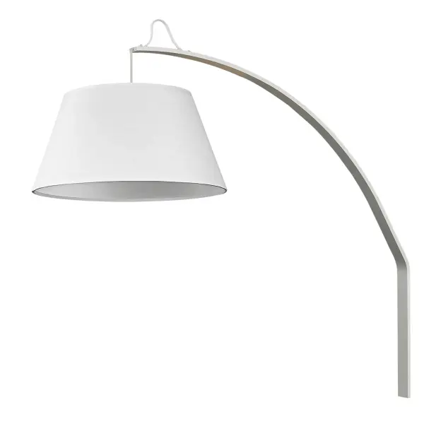 The Della wall sconce makes a bold statement with its large 19.75-inch wide fabric drum shade and exceptional 56-inch extension from the wall. Perfect for creating ambient lighting in spacious rooms or adding architectural drama.