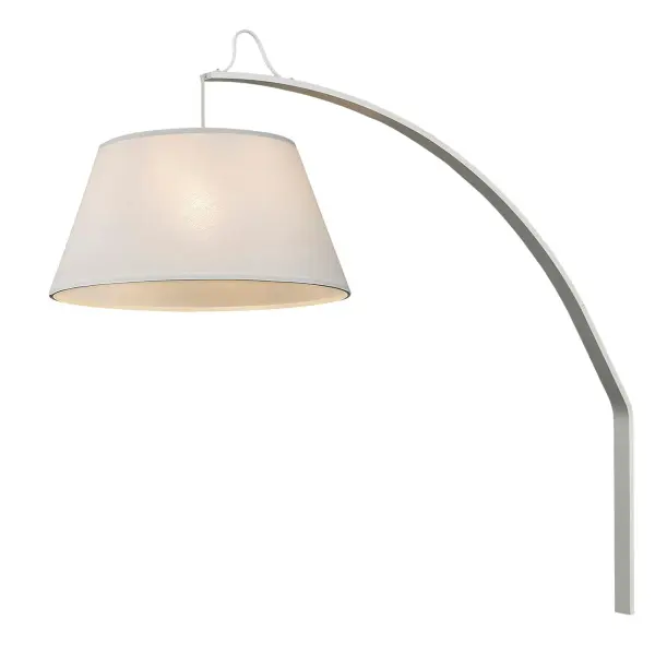 The Della wall sconce makes a bold statement with its large 19.75-inch wide fabric drum shade and exceptional 56-inch extension from the wall. Perfect for creating ambient lighting in spacious rooms or adding architectural drama. - alternate view