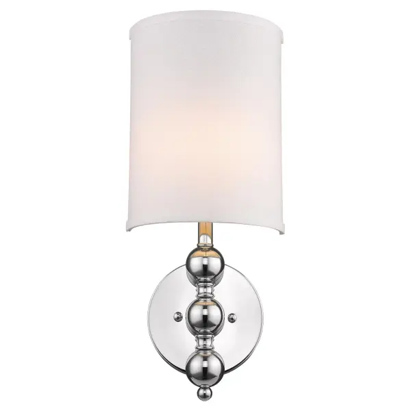 The St. Clare wall sconce combines timeless design with contemporary finishes. Its polished chrome frame and white linen shade create a sophisticated look perfect for bathrooms and hallways. Compact at 19" high, it delivers elegant lighting without overwhelming smaller spaces.