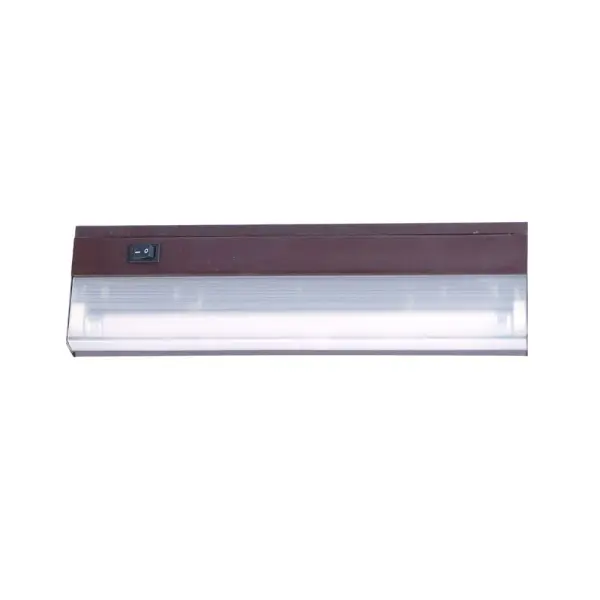 This 12-inch fluorescent under cabinet light delivers efficient task lighting with a sleek bronze finish. The non-yellowing clear acrylic lens ensures consistent light quality, while the compact steel construction fits seamlessly under cabinets.