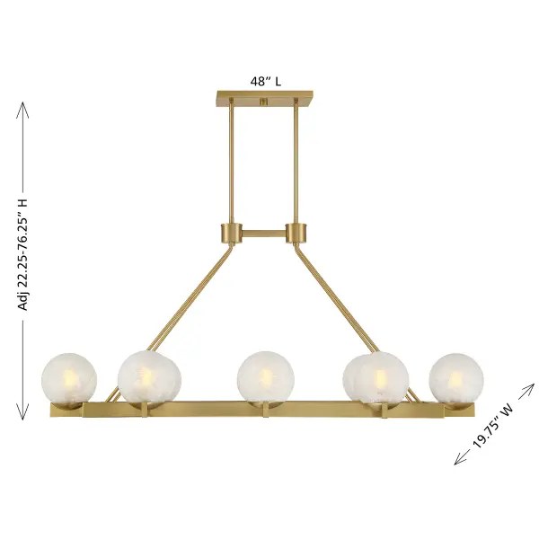 Darien 8-Light Linear Chandelier in Warm Brass - Image 8