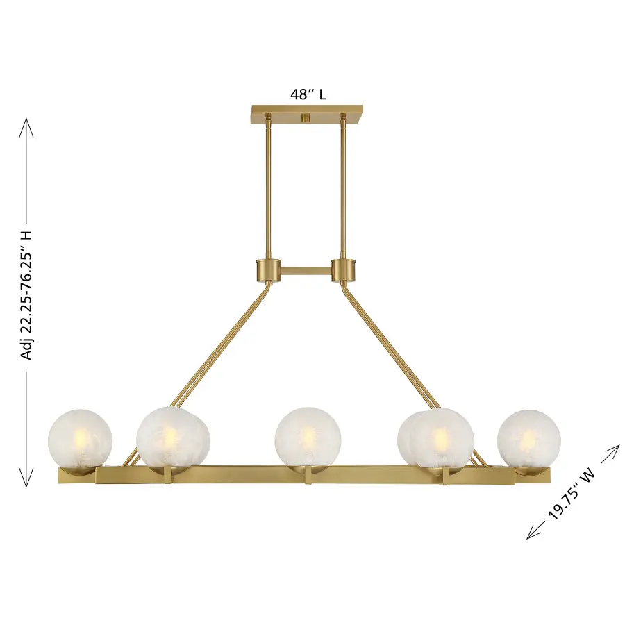 Darien 8-Light Linear Chandelier in Warm Brass - Image 8