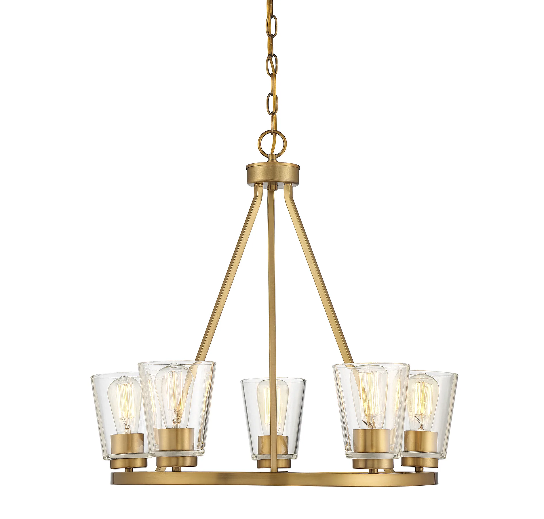 Calhoun Five Light Chandelier in Warm Brass