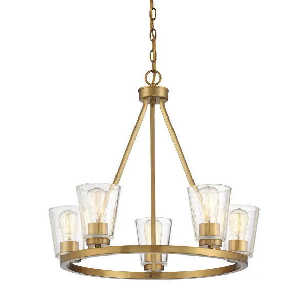 Calhoun Five Light Chandelier in Warm Brass - Image 3