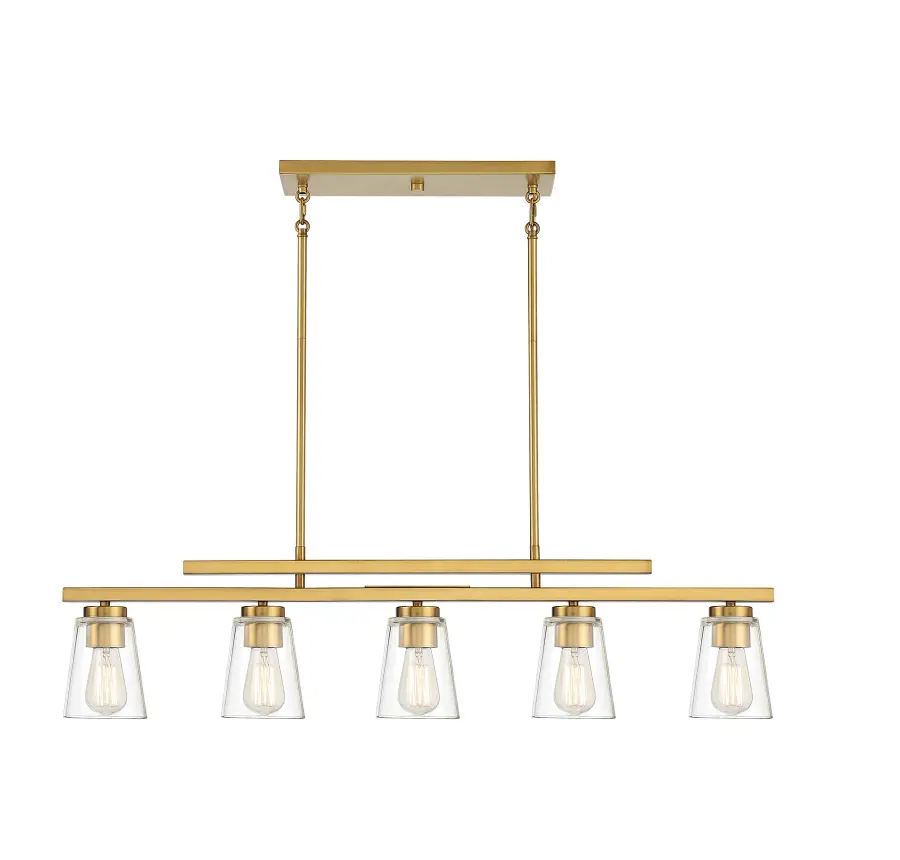 Calhoun Five Light Linear Chandelier in Warm Brass - Image 1