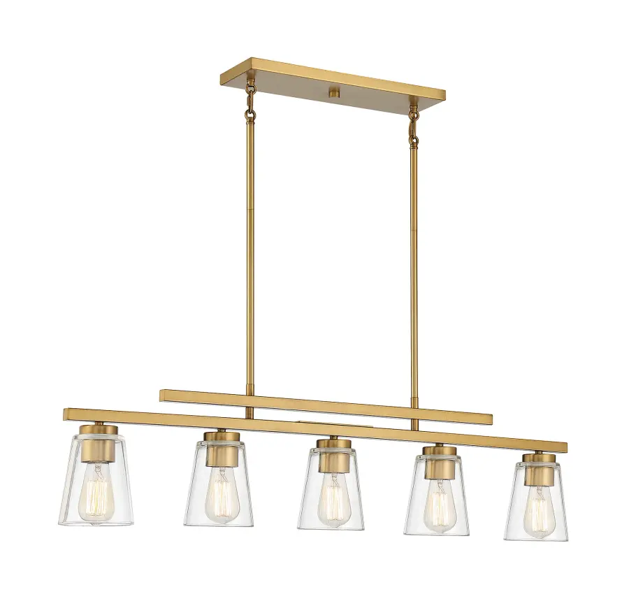 Calhoun Five Light Linear Chandelier in Warm Brass - Image 3