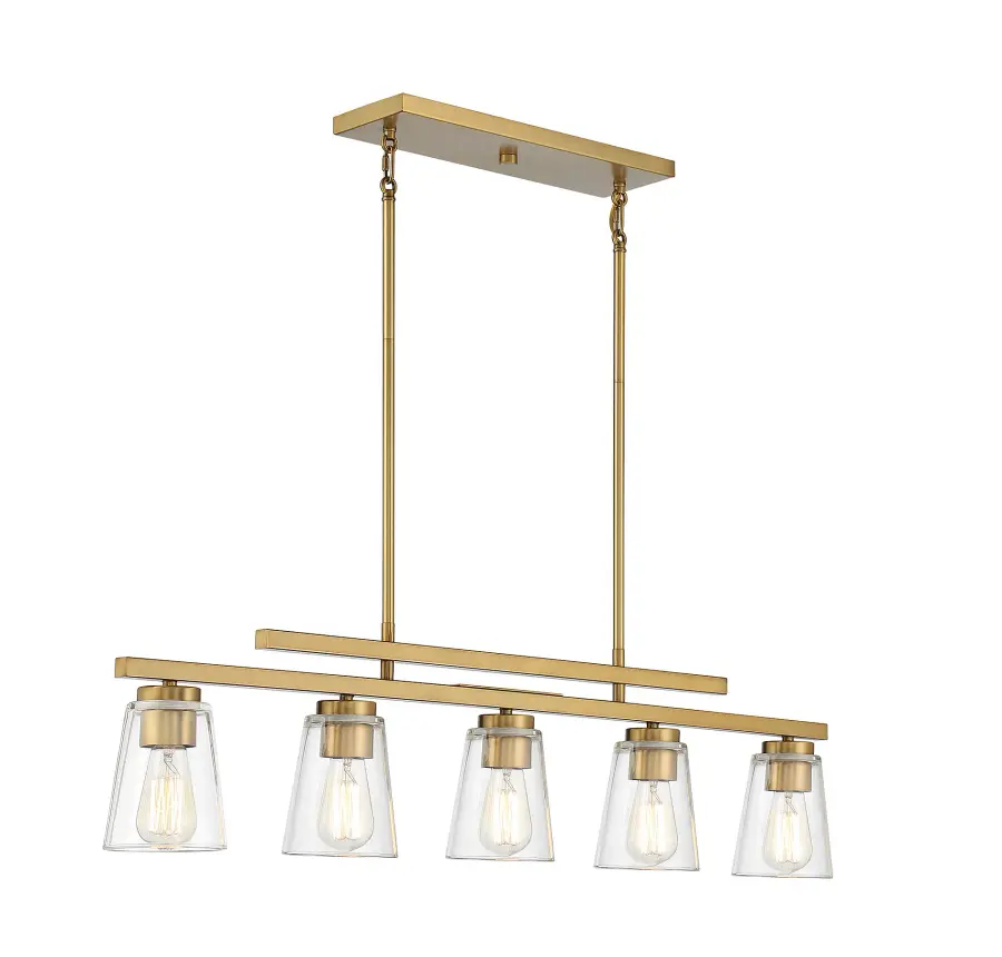 Calhoun Five Light Linear Chandelier in Warm Brass - Image 4